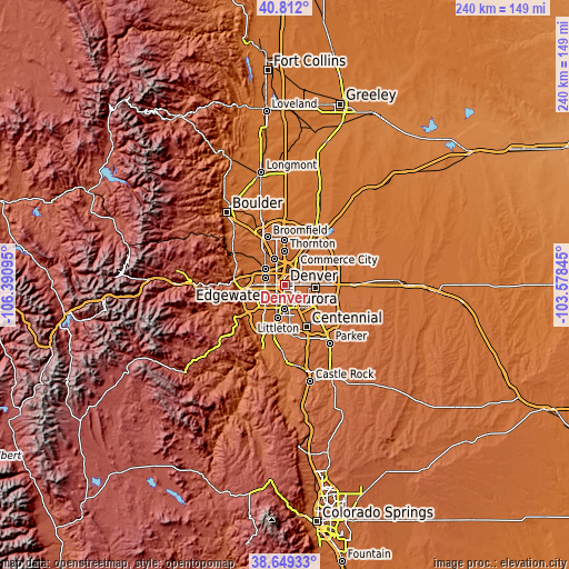 Topographic map of Denver