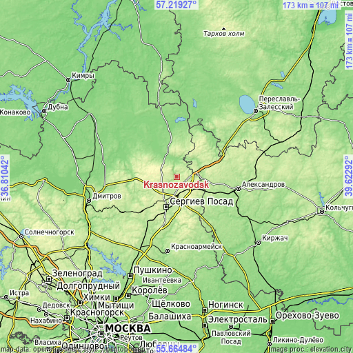 Topographic map of Krasnozavodsk