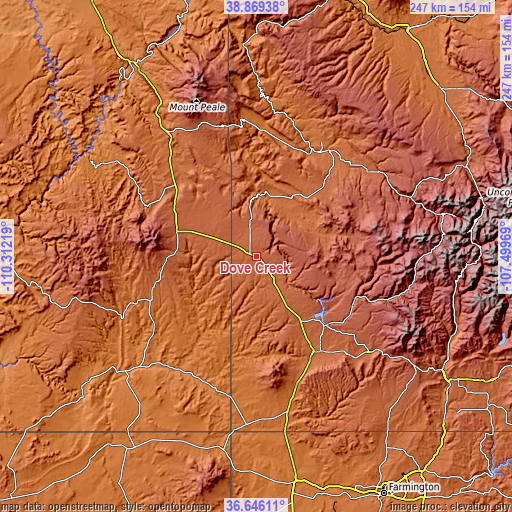 Topographic map of Dove Creek