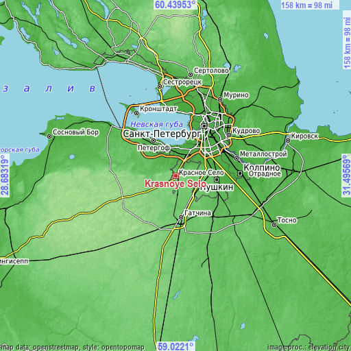 Topographic map of Krasnoye Selo