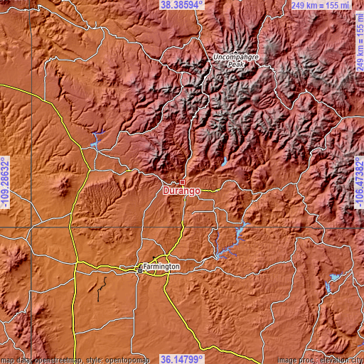 Topographic map of Durango