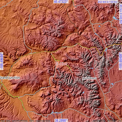 Topographic map of El Jebel