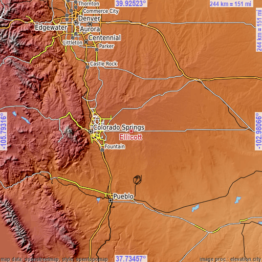 Topographic map of Ellicott