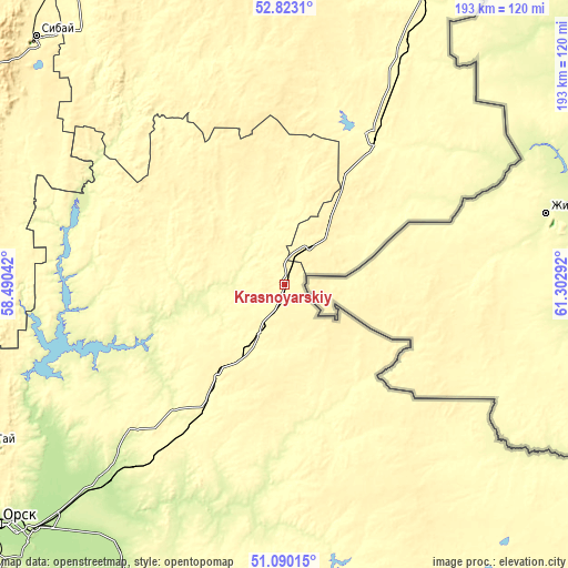 Topographic map of Krasnoyarskiy