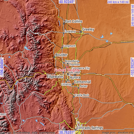 Topographic map of Federal Heights