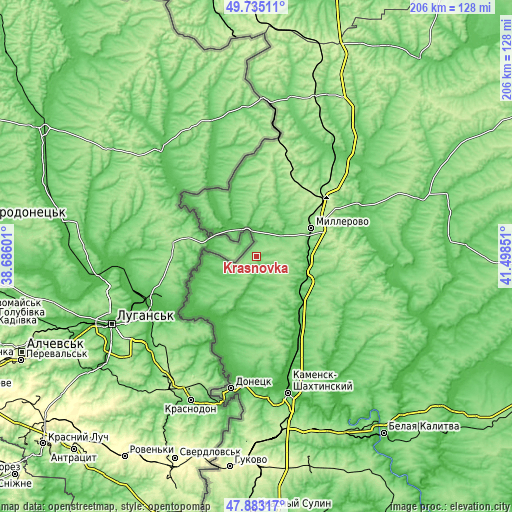 Topographic map of Krasnovka