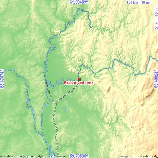 Topographic map of Krasnovishersk