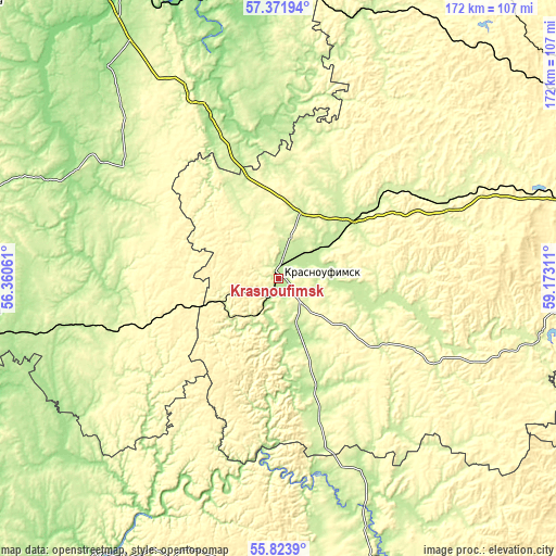Topographic map of Krasnoufimsk