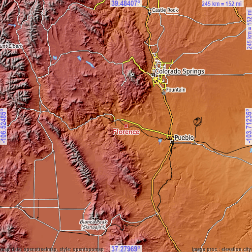 Topographic map of Florence