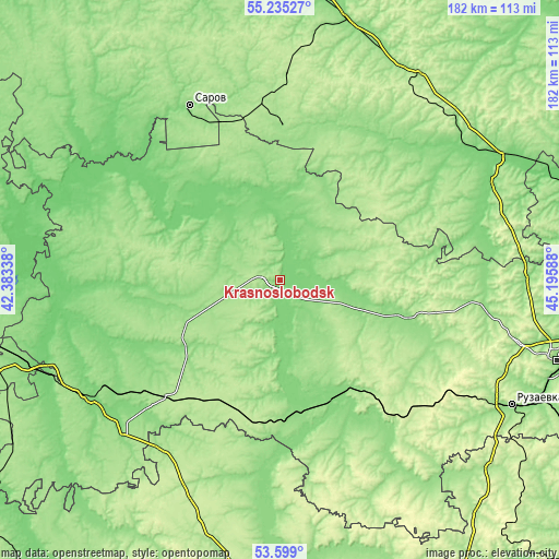 Topographic map of Krasnoslobodsk