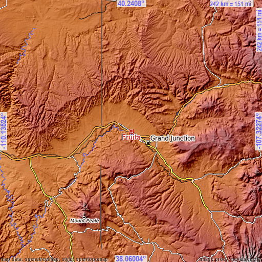 Topographic map of Fruita