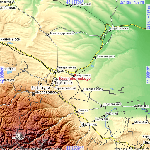 Topographic map of Krasnokumskoye