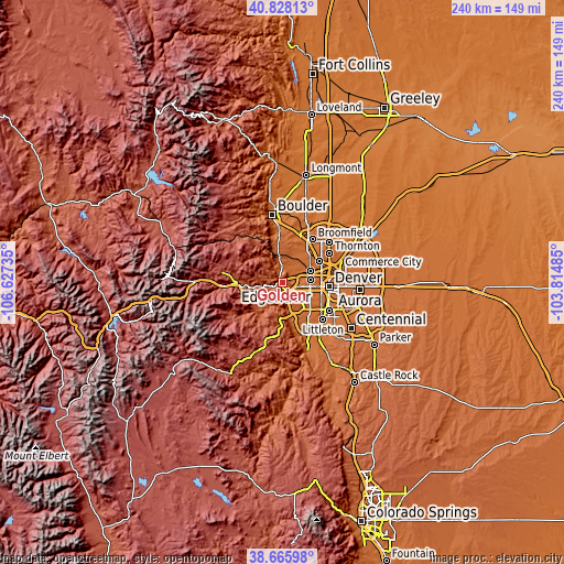 Topographic map of Golden