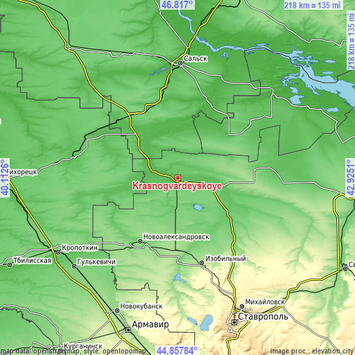 Topographic map of Krasnogvardeyskoye