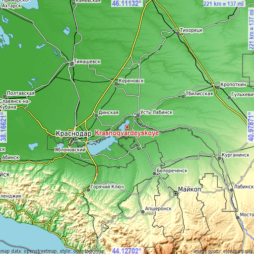 Topographic map of Krasnogvardeyskoye