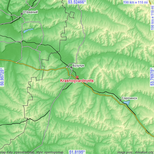 Topographic map of Krasnogvardeyets