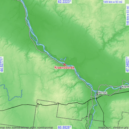 Topographic map of Krasnoborsk