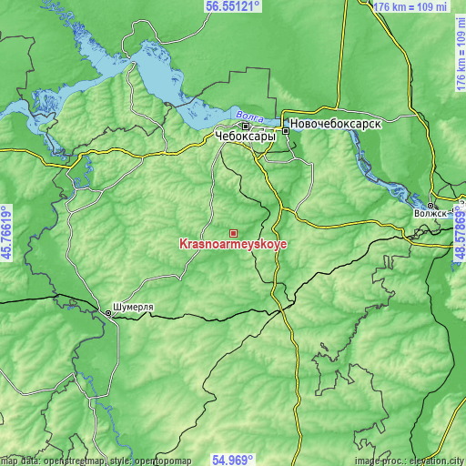 Topographic map of Krasnoarmeyskoye