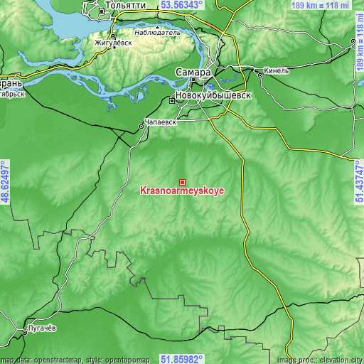 Topographic map of Krasnoarmeyskoye