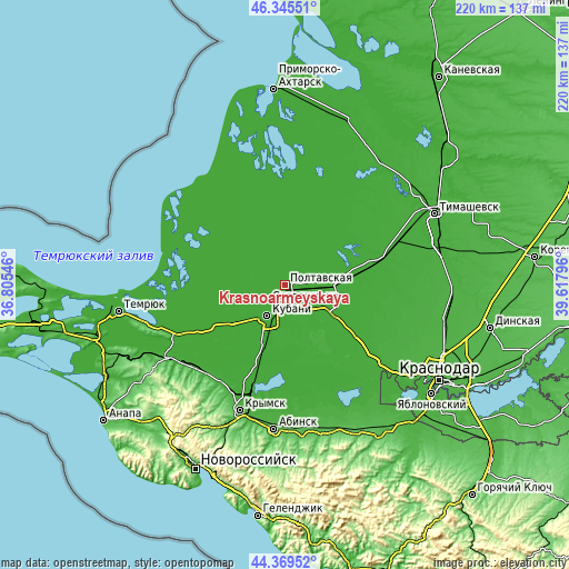 Topographic map of Krasnoarmeyskaya