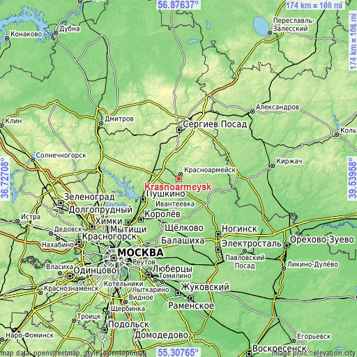 Topographic map of Krasnoarmeysk