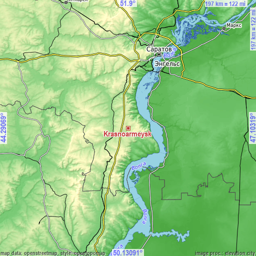 Topographic map of Krasnoarmeysk