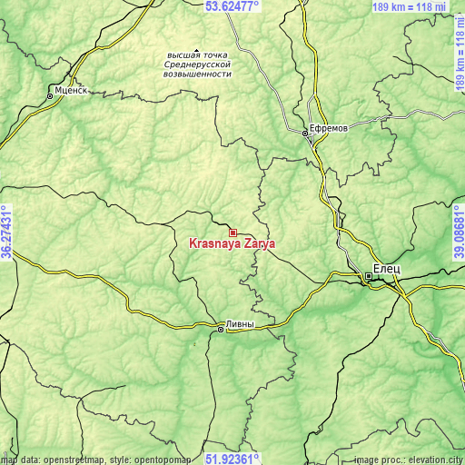 Topographic map of Krasnaya Zarya