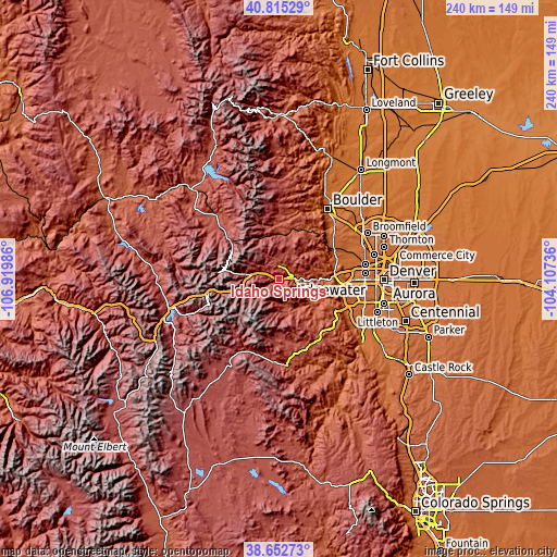 Topographic map of Idaho Springs