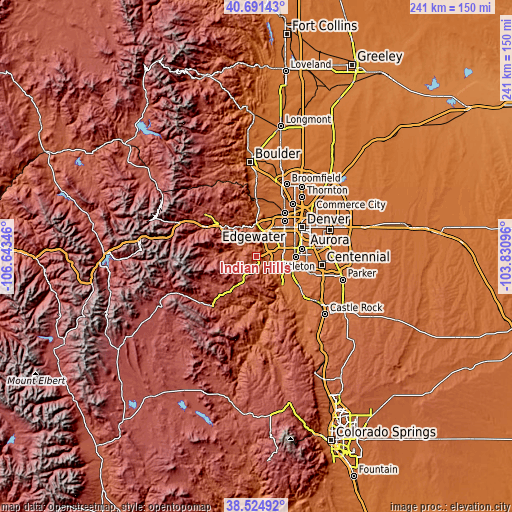 Topographic map of Indian Hills