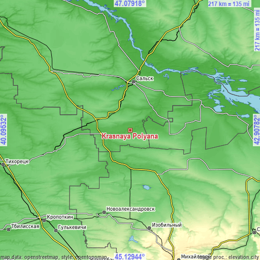 Topographic map of Krasnaya Polyana