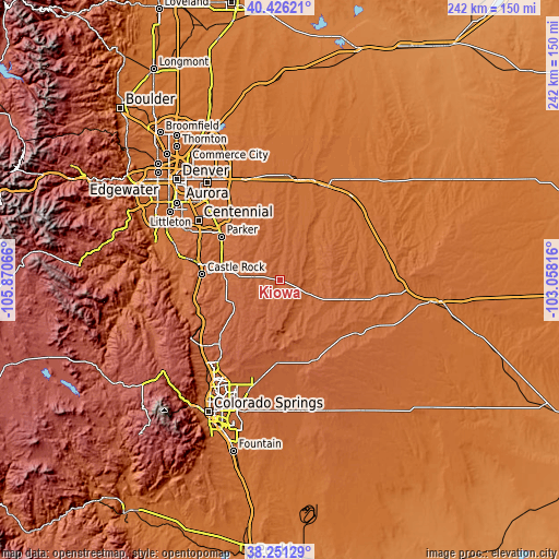 Topographic map of Kiowa