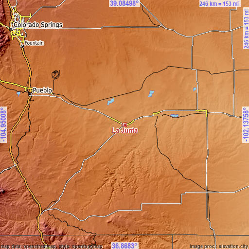 Topographic map of La Junta