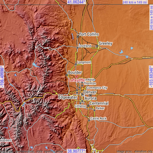 Topographic map of Lafayette