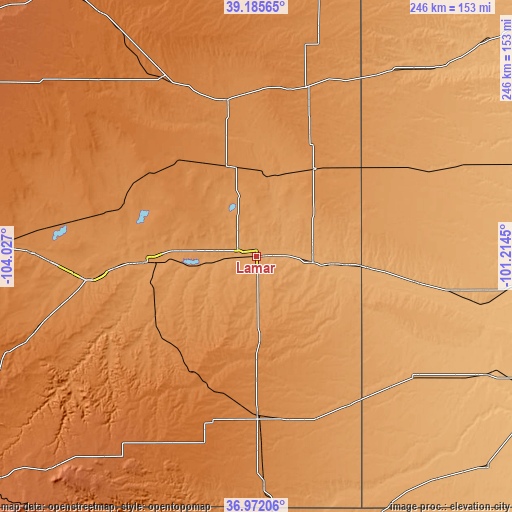 Topographic map of Lamar