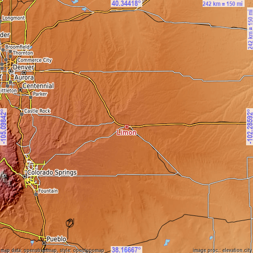 Topographic map of Limon