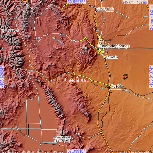 Topographic map of Lincoln Park