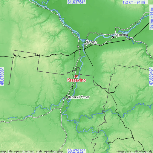 Topographic map of Krasavino