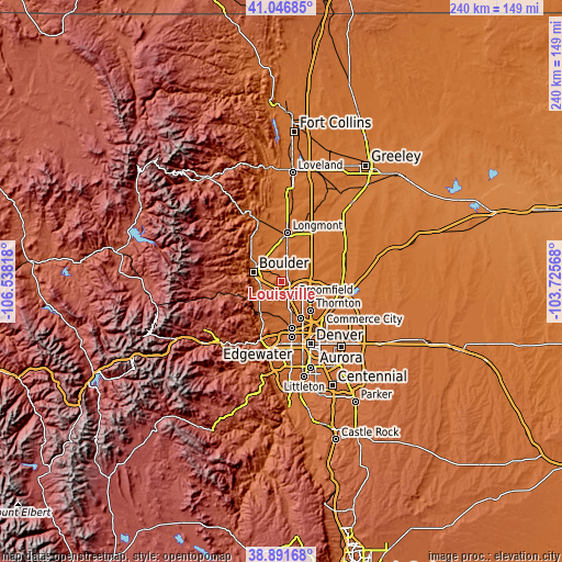 Topographic map of Louisville