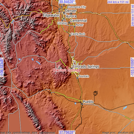 Topographic map of Manitou Springs