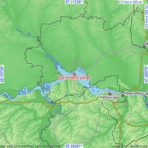 Topographic map of Koz’modem’yansk