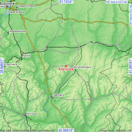 Topographic map of Kozlovka