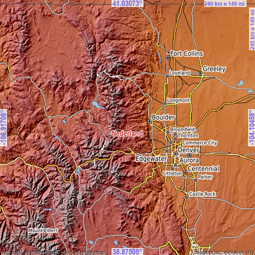 Topographic map of Nederland