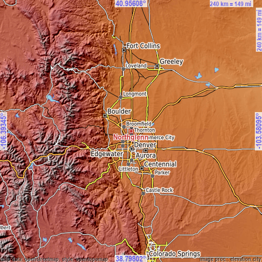 Topographic map of Northglenn