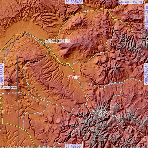 Topographic map of Olathe