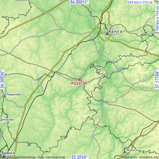 Topographic map of Kozel’sk