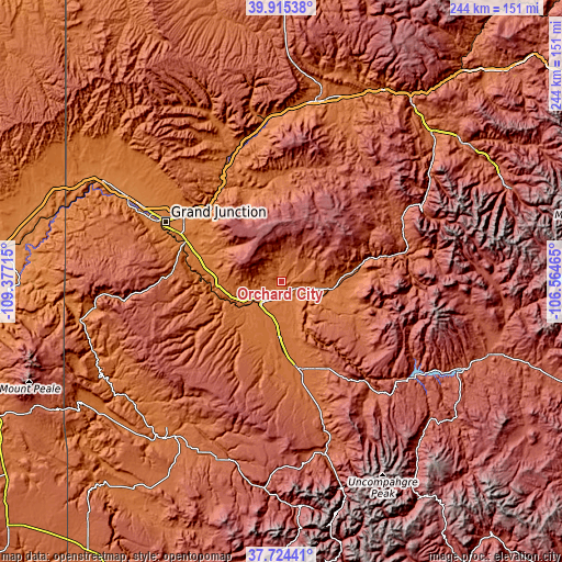 Topographic map of Orchard City