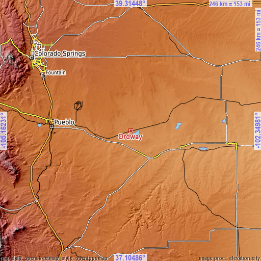 Topographic map of Ordway