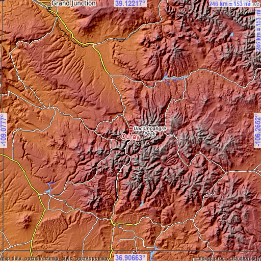 Topographic map of Ouray