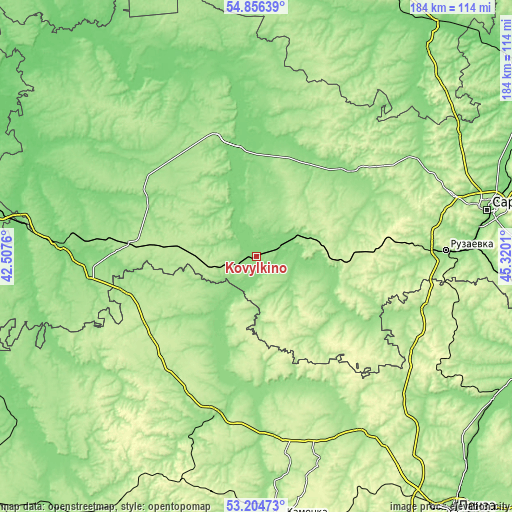 Topographic map of Kovylkino