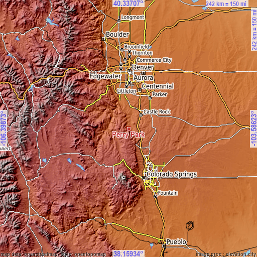 Topographic map of Perry Park